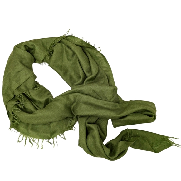 EILEEN FISHER Celadon Apple Green Silk Cashmere Square LargeWinter Scarf 50"x50" - Picture 7 of 9